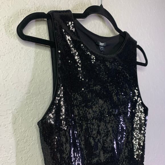EXPRESS Body Contour Small Bodysuit Sequin Sleeveless Form Fitting Crew Neck NWT - Picture 7 of 13